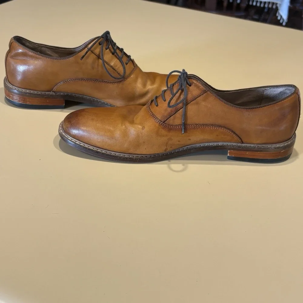 Aston Grey Collection Leu leather‎ oxford Men's Brown Dress Shoes Size 9